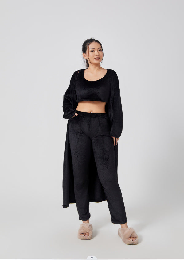 Cozy 3-Piece Pajama Set – Warm Loungewear for Women