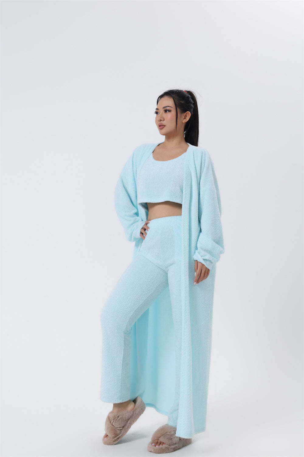 Cozy 3-Piece Pajama Set – Warm Loungewear for Women