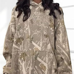 Women’s Casual Floral Pocket Hoodie Top – Loose Fit Long Sleeve