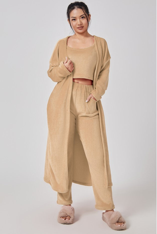 Cozy 3-Piece Pajama Set – Warm Loungewear for Women