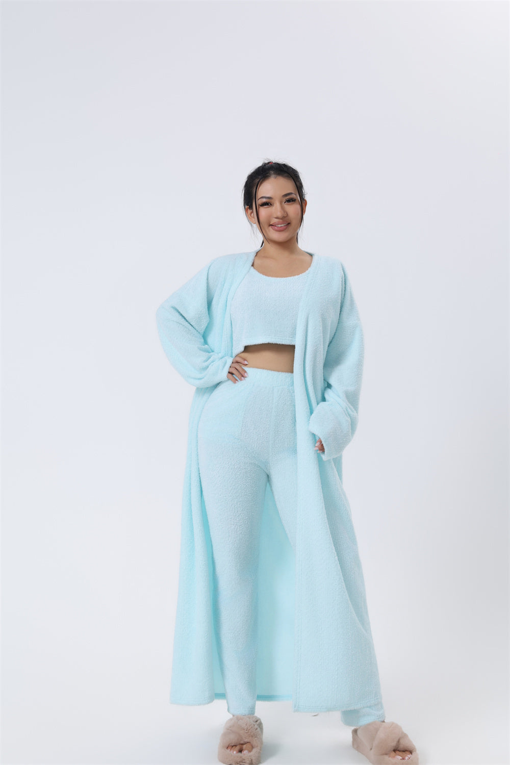 Cozy 3-Piece Pajama Set – Warm Loungewear for Women