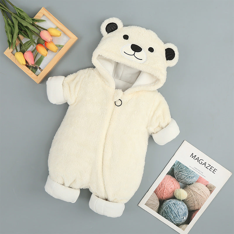 Baby Cotton Onesie – Soft Hooded Winter Romper for Infants 0-2 Years