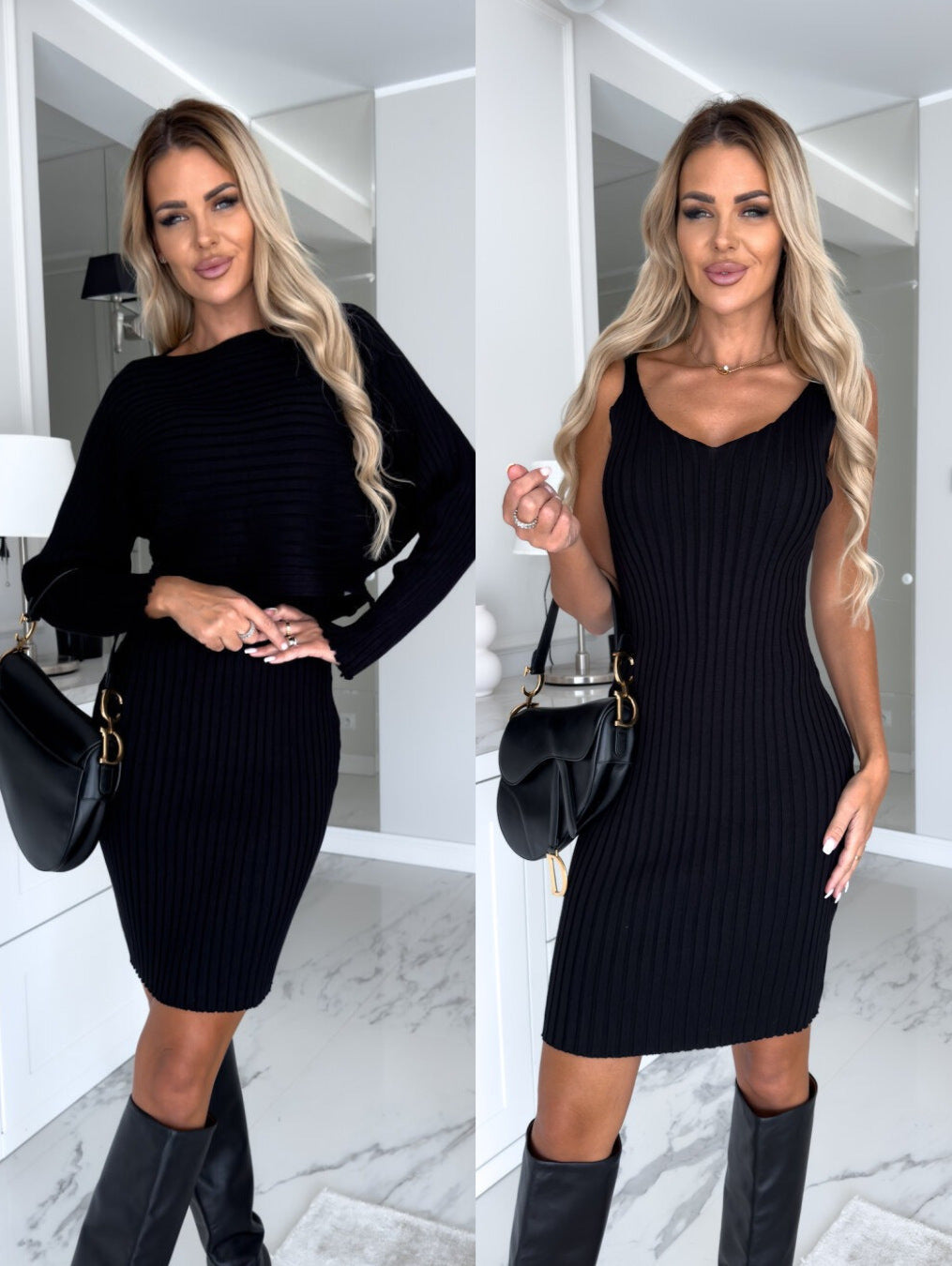 2pcs Women's Stripe Top & Suspender Skirt Set – Autumn Winter Fashion