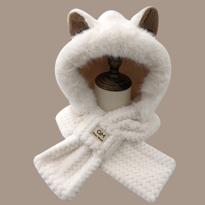 Autumn Winter Cute Furry Fox Ear Hat – Warm Cotton & Linen Beanie