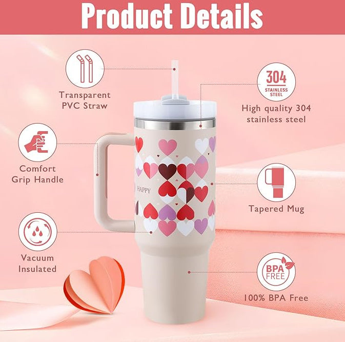 40oz Insulated Tumbler with Handle – Spill-Proof Stainless Steel Cup
