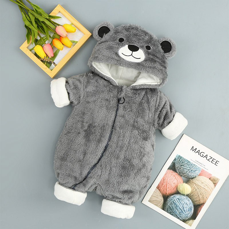 Baby Cotton Onesie – Soft Hooded Winter Romper for Infants 0-2 Years